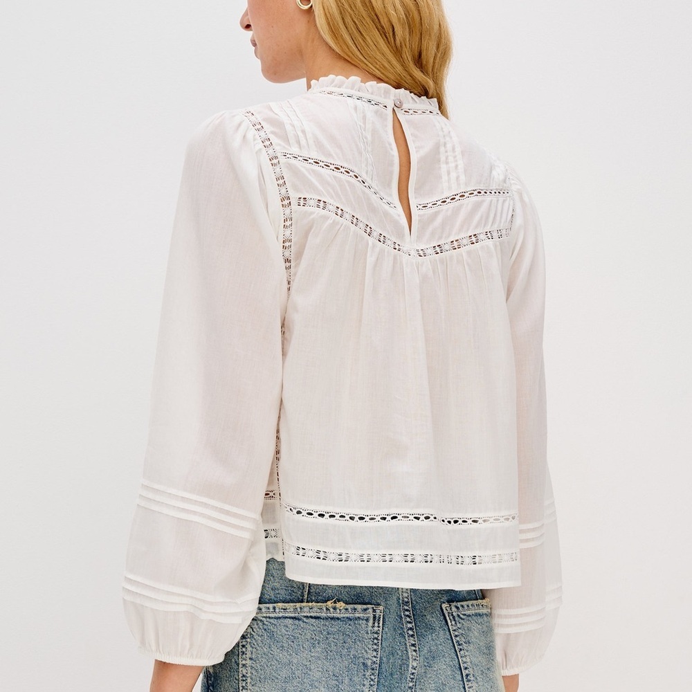 Rails 100% Cotton White Women's Blouse with Delicate Details - Picture 4 of 14